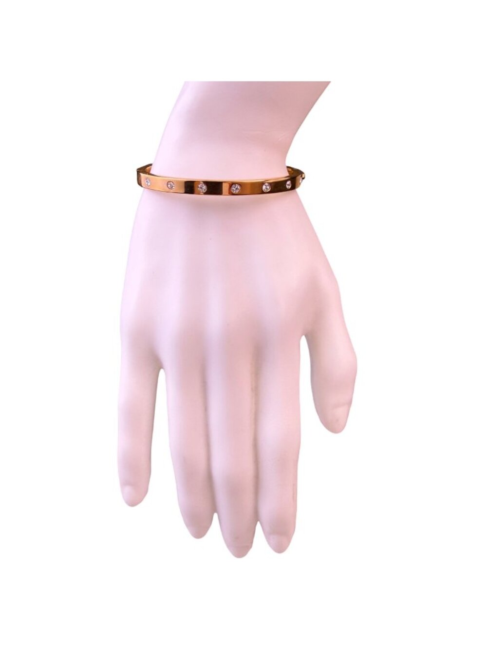 Kate Spade Womens Rose Gold Tone Metal Hinged Bangle Bracelet With Inset Stones